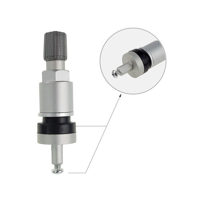 TPMS-08 STIX-ventil til Schrader-sensor, sølvfarvet