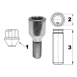 Smal Torx-skrue til alufælge M12x1,5 – (galvaniseret) – Carbonado
