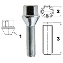 Fælg-/hjulskrue M12x1,50 konisk / K17 – 35 mm