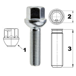 Fælg-/hjulskrue M12x1,50 kugle / K17 – 35 mm