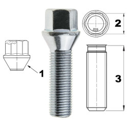 Fælg-/hjulskrue M14x1,50 konisk / K17 – 35 mm