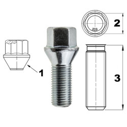 Fælg-/hjulskrue M14x1,25 konisk / K17 – 33 mm
