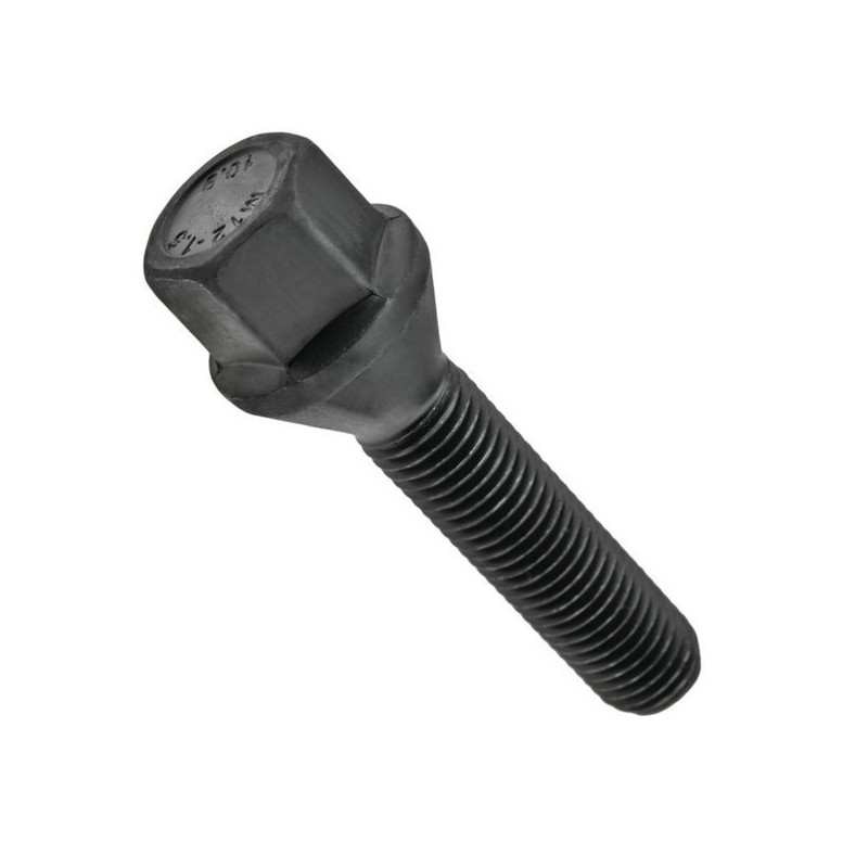 Sort fælgskrue M12x1,5 45 mm – 17 mm skruenøgle. Konisk