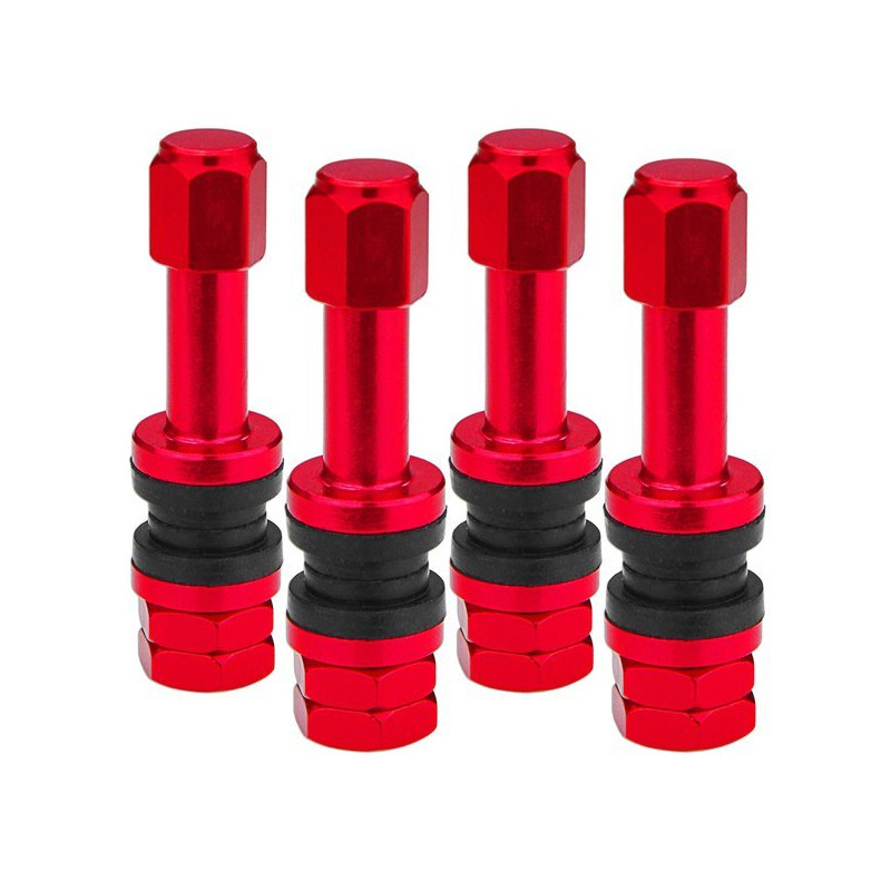 Fælgventil, rød, X2 Series Red Edition (skruetype, aluminium TR48E) – 4 stk. – Carbonado