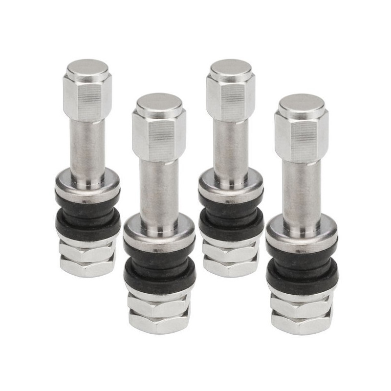 Fælgventil, sølvfarvet, X2 Series Silver Edition (skruetype, metal, TR48E) – 4 stk. – Carbonado