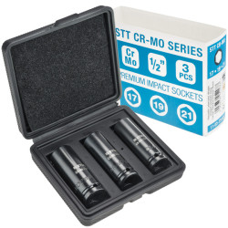 1/2" lange slagskruenøgler, sæt med 3 stk. i kuffert (17, 19, 21) STT CR-MO SERIES PREMIUM - Stix Tool