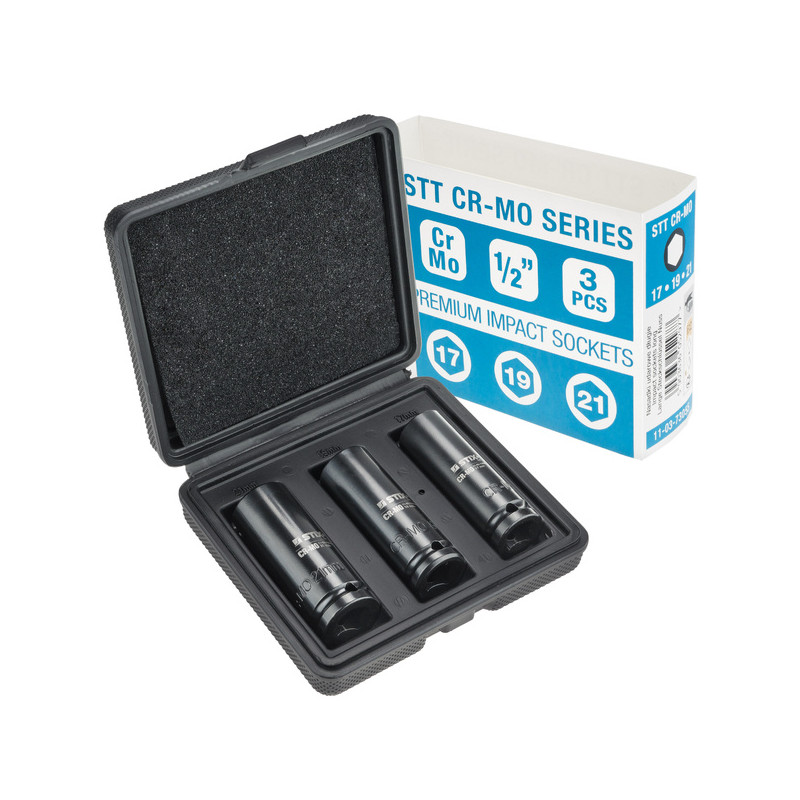 1/2" lange slagskruenøgler, sæt med 3 stk. i kuffert (17, 19, 21) STT CR-MO SERIES PREMIUM - Stix Tool
