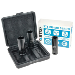 1/2" lange slagskruenøgler, sæt med 3 stk. i kuffert (17, 19, 21) STT CR-MO SERIES PREMIUM - Stix Tool