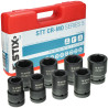 1" lange slagskruemundstykker, sæt med 8 stk. i kuffert (24, 27, 30, 32, 33, 34, 36, 38) STT CR-MO SERIES 5 - Stix Tool