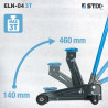 Hydraulisk løftebuk / løftefod, højde 140–460 mm, ELN-04 3T – Stix