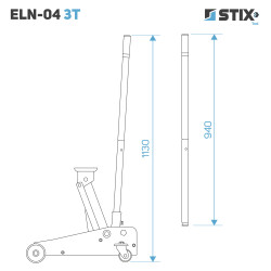 Hydraulisk løftebuk / løftefod, højde 140–460 mm, ELN-04 3T – Stix