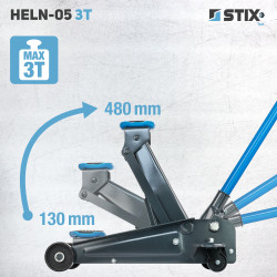 Hydraulisk løftebuk / løftefod, højde 130–480 mm, HELN-05 3T – Stix