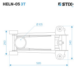 Hydraulisk løftebuk / løftefod, højde 130–480 mm, HELN-05 3T – Stix