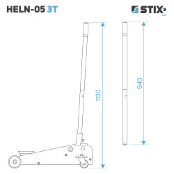 Hydraulisk løftebuk / løftefod, højde 130–480 mm, HELN-05 3T – Stix