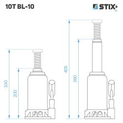 Hydraulisk søjlehejs (flaskehejs) 10T BL-10 - Stix