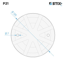 P21 Forstærket påsætningsplade til løftefod, 2 huller, 125x120x24 - Stix