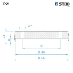P21 Forstærket påsætningsplade til løftefod, 2 huller, 125x120x24 - Stix