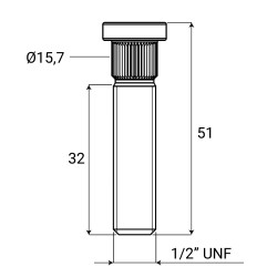 Rillet stift, der slås ind i navet 1/2" - 20 UNF / diameter 15,7 mm / 32 mm