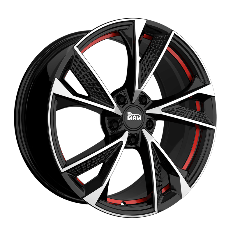 Fælge MAM WHEELS RS6 16 5x120 BLACK FRONT POLISH RED INSIDE