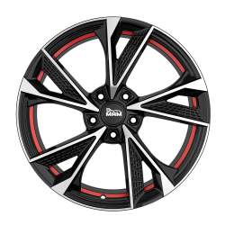 Fælge MAM WHEELS RS6 16 5x120 BLACK FRONT POLISH RED INSIDE