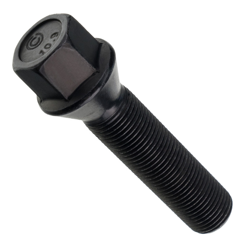 Sort fælgskrue M14x1,25 50 mm – 17 mm skruenøgle. Konisk