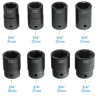 3/4" og 1" slagskruenøgler med tilbehør – 26 dele, kuffert (fra 21 til 65 mm) STT CR-MO SERIES 9 - Stix Tool