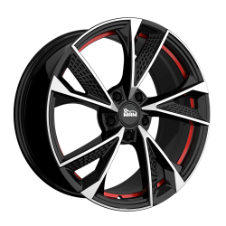 Fælge MAM WHEELS RS6 16 5x100 BLACK FRONT POLISH RED INSIDE